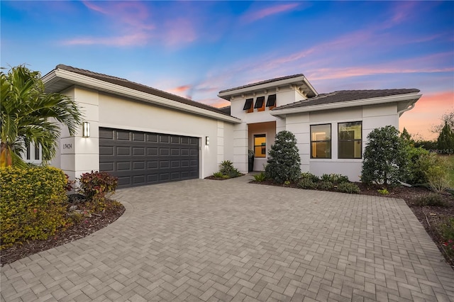 prairie-style home with a garage