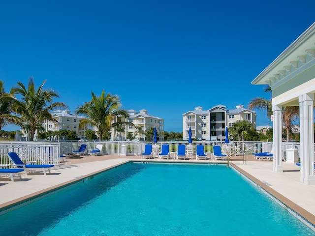 view of pool featuring a patio area