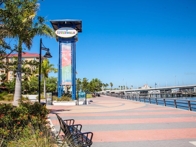 view of community featuring a water view