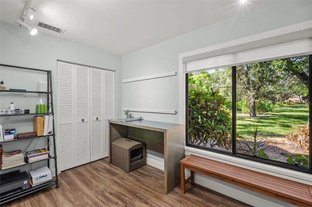 office space featuring hardwood / wood-style flooring