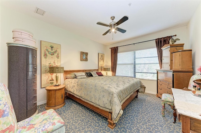 bedroom featuring ceiling fan