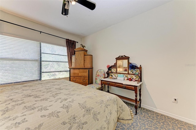 bedroom featuring ceiling fan