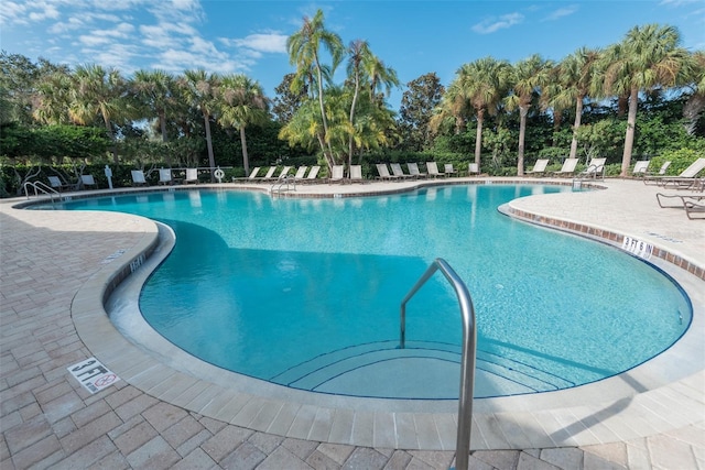 view of pool featuring a patio