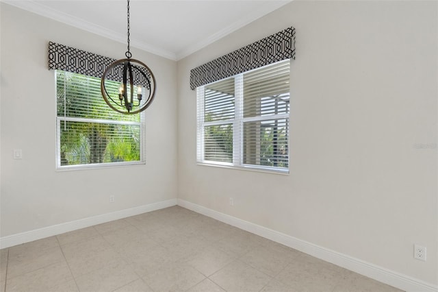13789 Old Creek Ct, Parrish, FL 34219 - spare room featuring a chandelier and crown molding