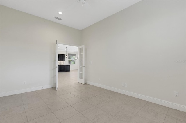 13789 Old Creek Ct, Parrish, FL 34219 - unfurnished room with light tile patterned floors, recessed lighting, french doors, and a ceiling fan