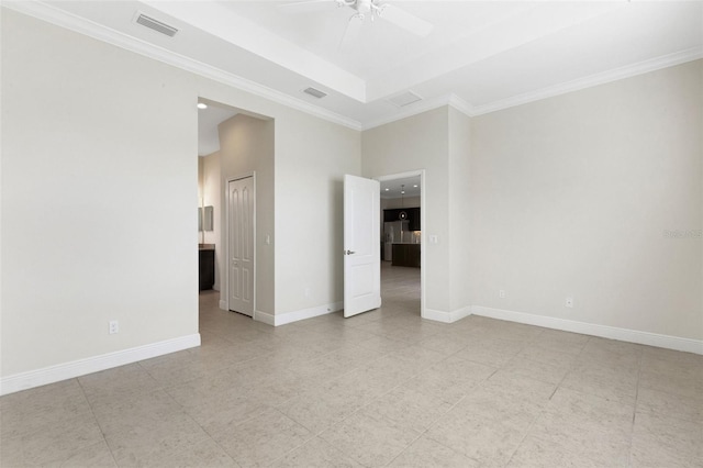 13789 Old Creek Ct, Parrish, FL 34219 - tiled empty room featuring ceiling fan and crown molding