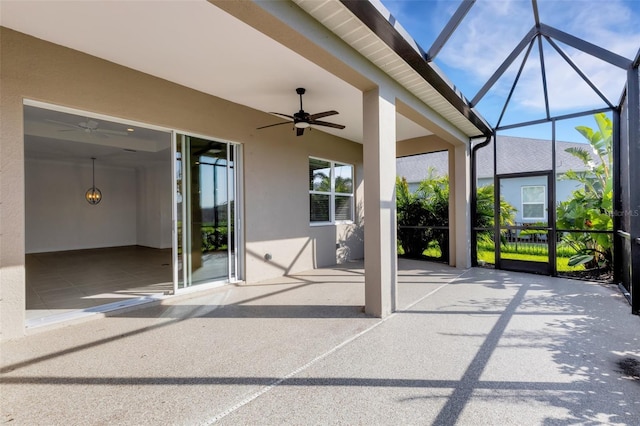 13789 Old Creek Ct, Parrish, FL 34219 - unfurnished sunroom featuring ceiling fan