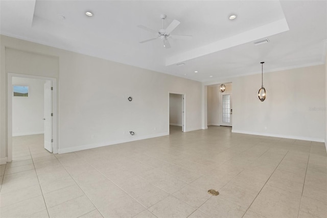13789 Old Creek Ct, Parrish, FL 34219 - empty room featuring ceiling fan, light tile patterned flooring, and recessed lighting