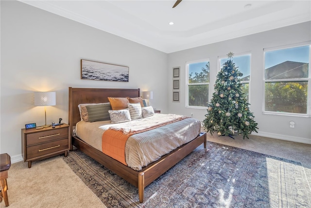 bedroom with carpet floors and ceiling fan