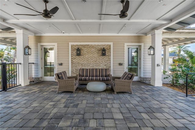 view of patio / terrace with outdoor lounge area and ceiling fan