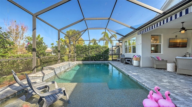 view of swimming pool featuring a patio area