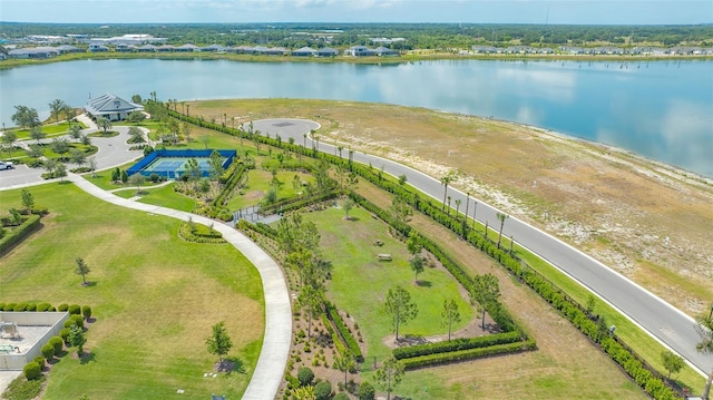 bird's eye view featuring a water view