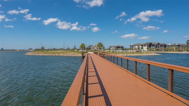 dock area featuring a water view