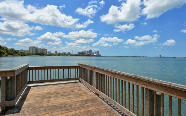 dock area featuring a water view