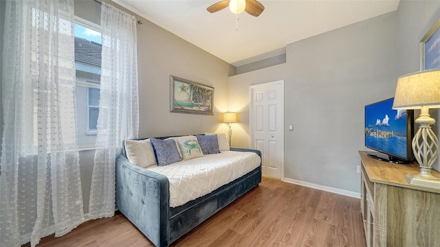 8334 Sailing Loop, Lakewood Ranch, FL 34202 - bedroom with wood finished floors and ceiling fan