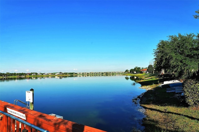 view of dock featuring a water view