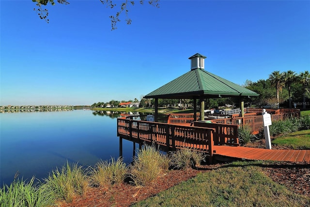 8334 Sailing Loop, Lakewood Ranch, FL 34202 - dock featuring a gazebo and a water view