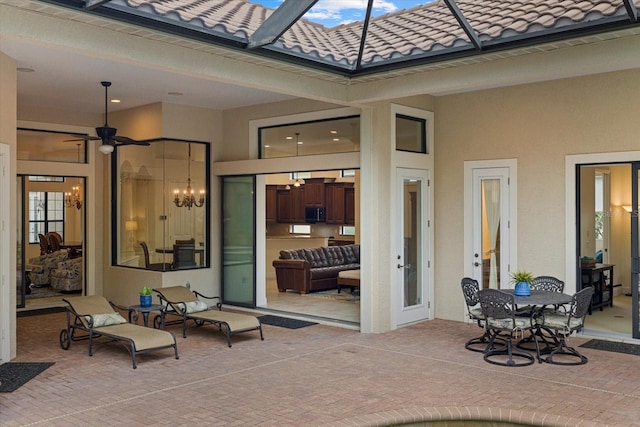 view of patio with ceiling fan