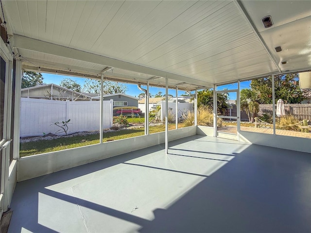 view of unfurnished sunroom