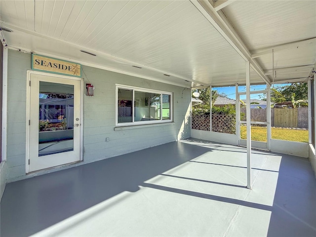 view of unfurnished sunroom