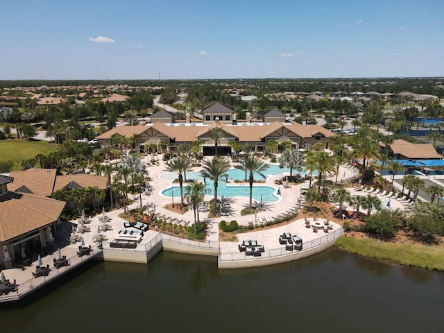 bird's eye view featuring a water view