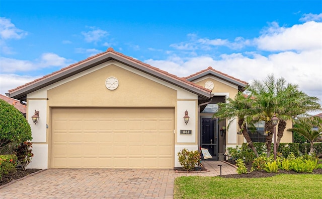 view of front of house with a garage