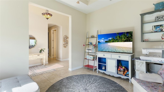 view of tiled living room