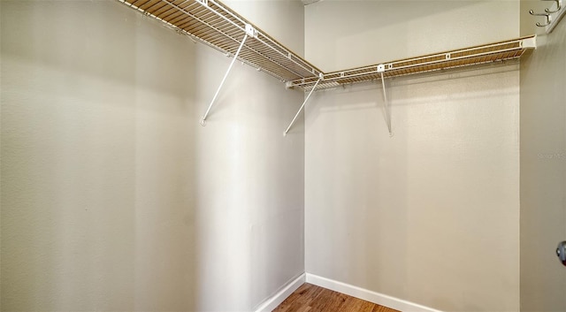 walk in closet featuring wood-type flooring