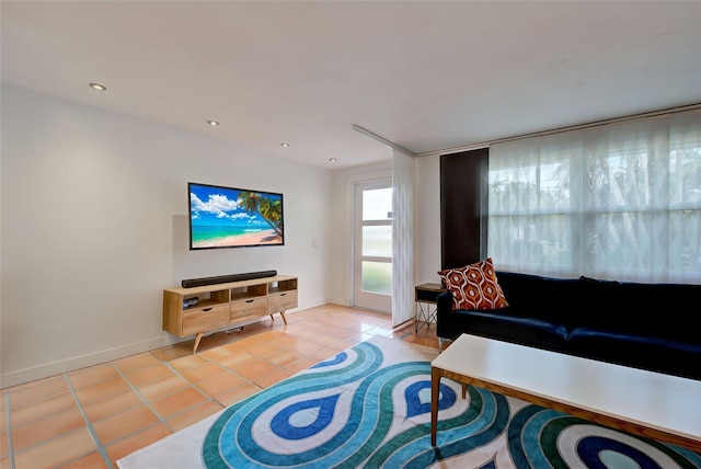 view of tiled living room