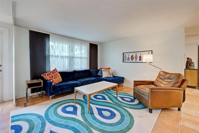 view of tiled living room