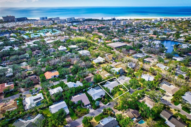 bird's eye view featuring a water view