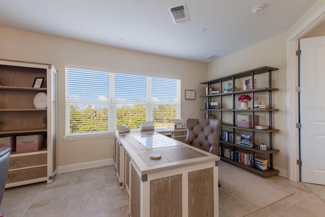 tiled office space with plenty of natural light