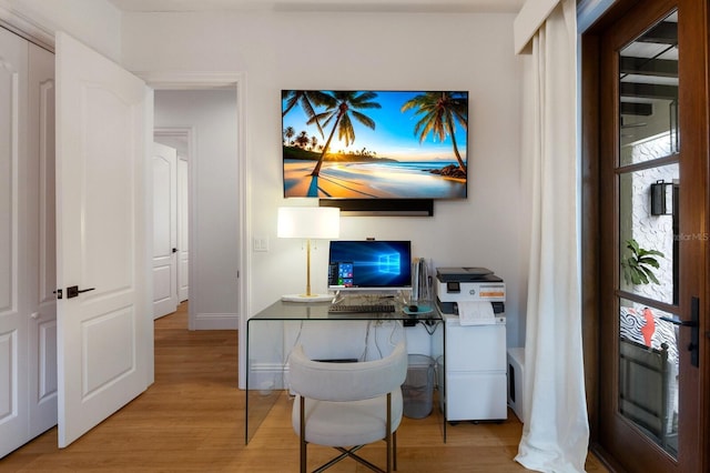 office featuring light hardwood / wood-style flooring