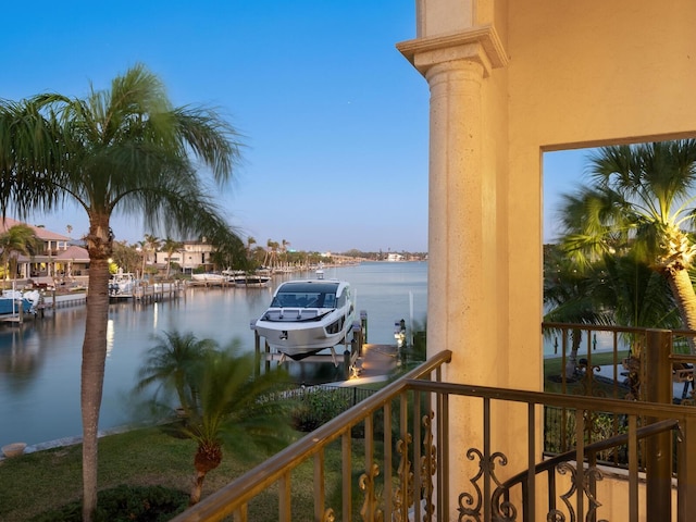 water view with a boat dock