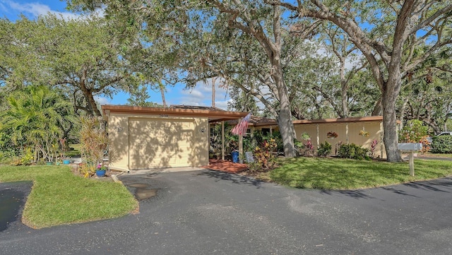 ranch-style home featuring a front yard