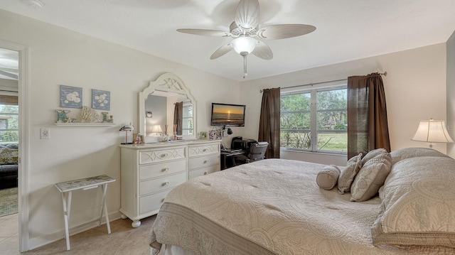 bedroom featuring ceiling fan