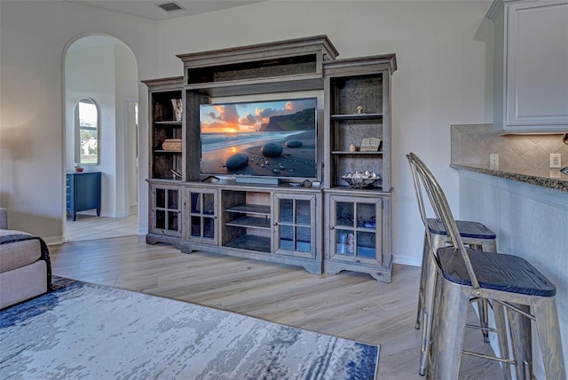 living room featuring light hardwood / wood-style floors