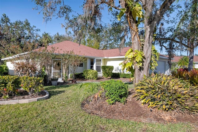 ranch-style house featuring a front yard