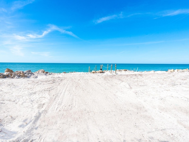 property view of water featuring a view of the beach