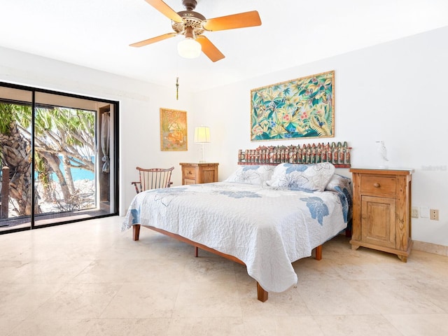 bedroom featuring ceiling fan