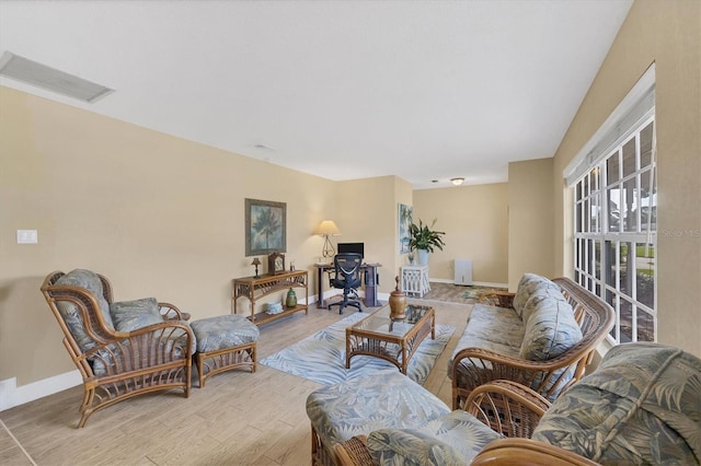 living room featuring light hardwood / wood-style floors