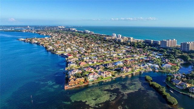 bird's eye view featuring a water view