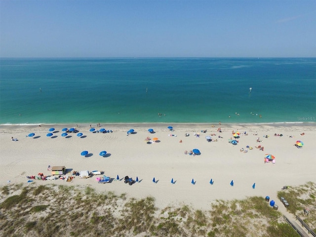 property view of water with a beach view