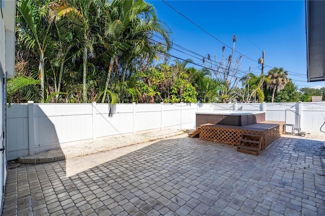 view of patio / terrace with a jacuzzi