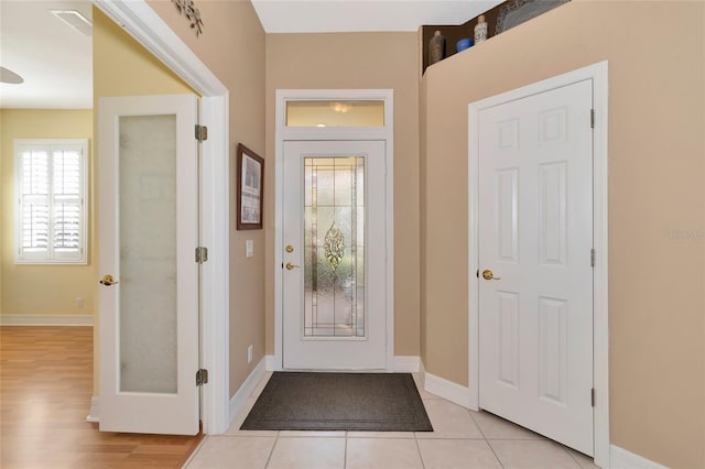 entryway with light wood-type flooring