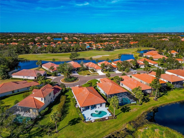 bird's eye view featuring a water view