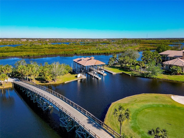 bird's eye view featuring a water view