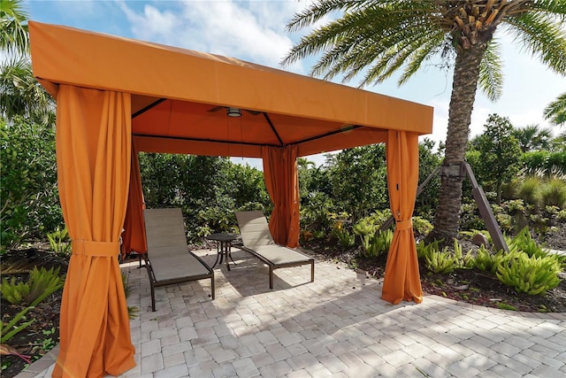 view of patio featuring a gazebo