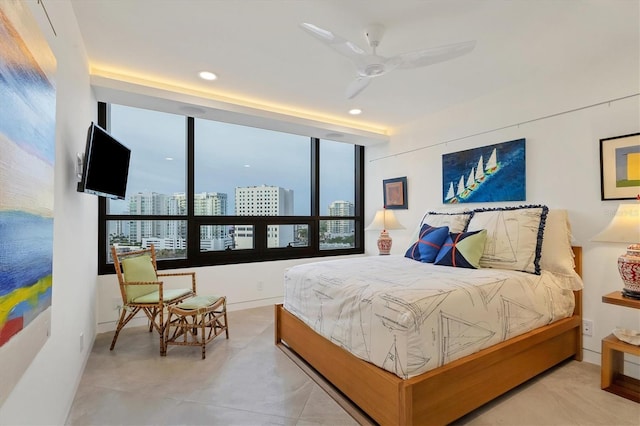 bedroom featuring ceiling fan