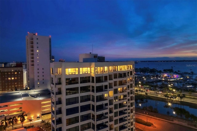 property's view of city with a water view